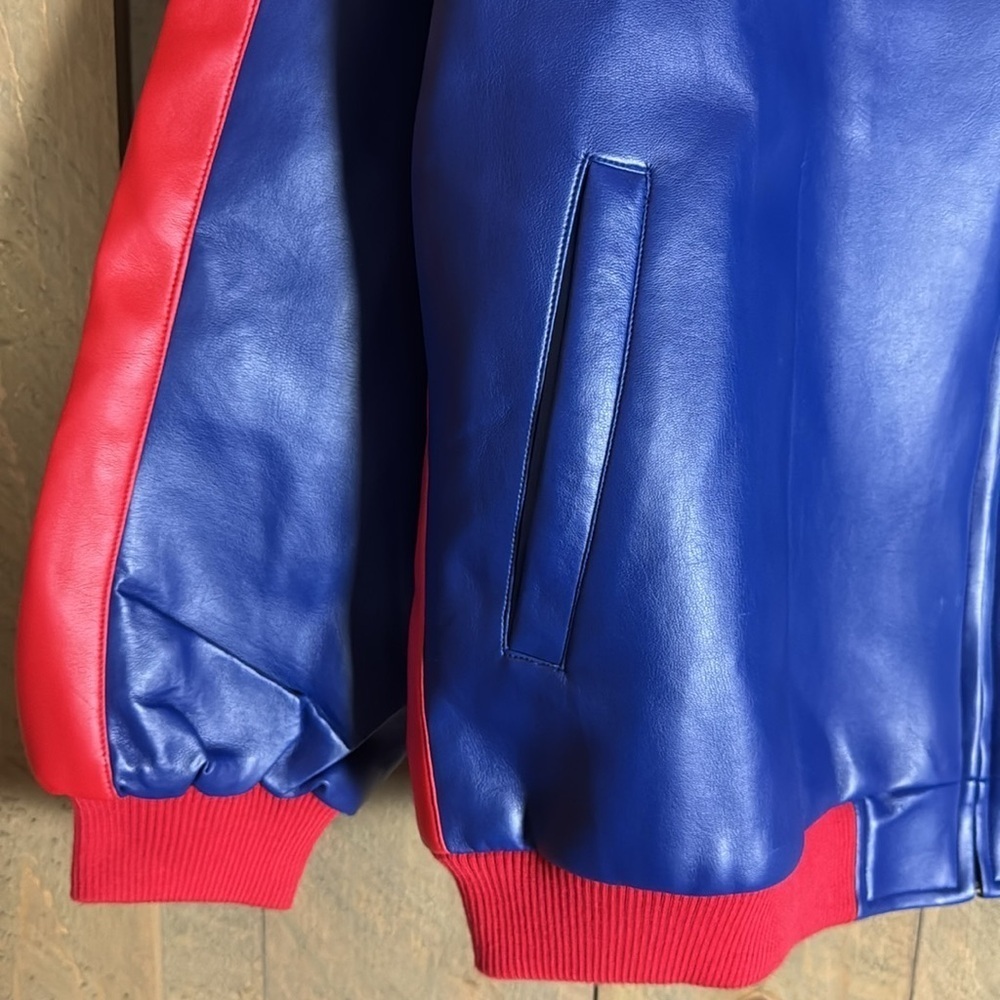 New York Giants faux leather Varsity jacket Blue and red Size XL - Picture 7 of 12